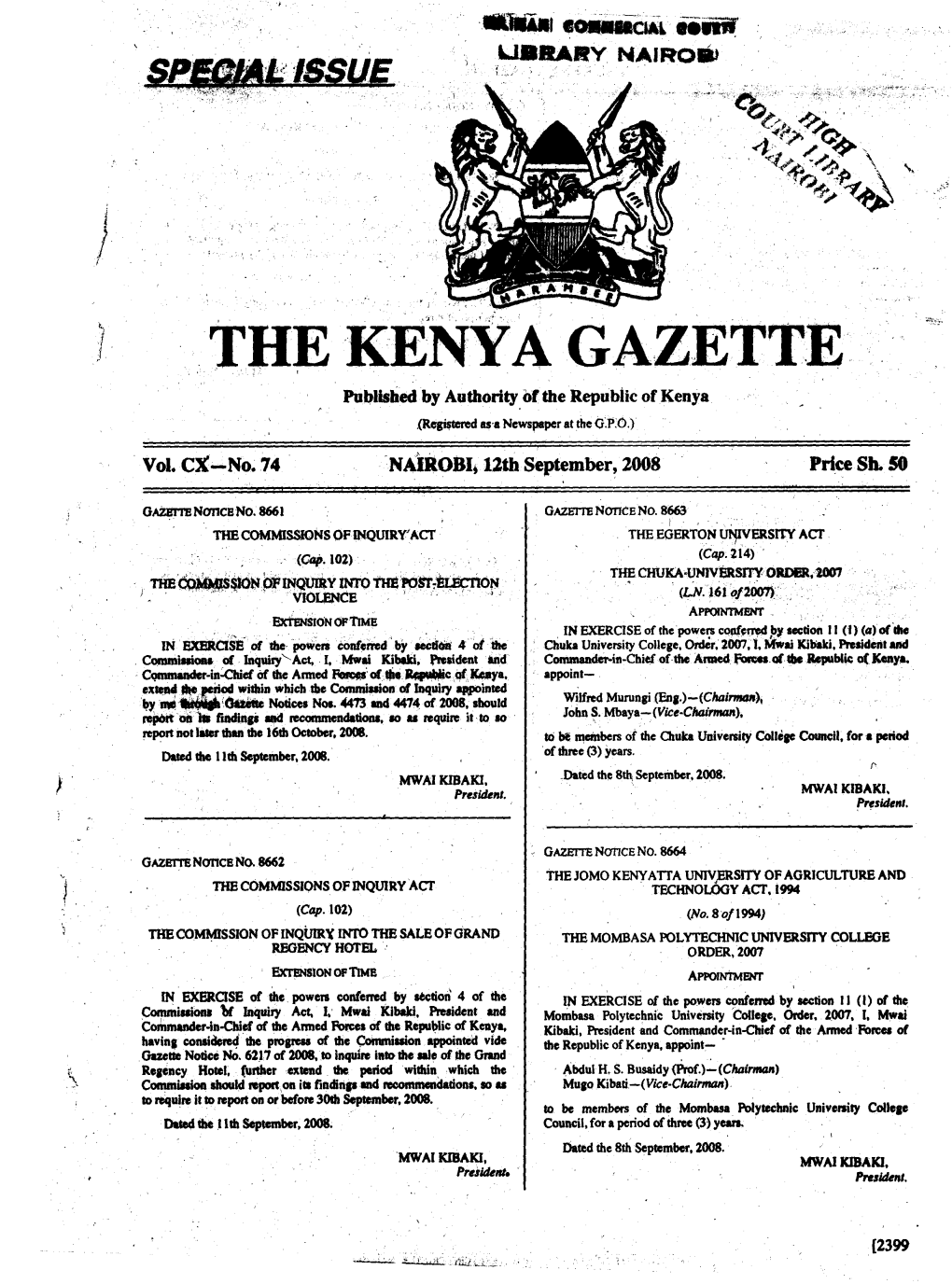 TIW KENYA GAZETTE Published by Authority of the Republic of Kenya
