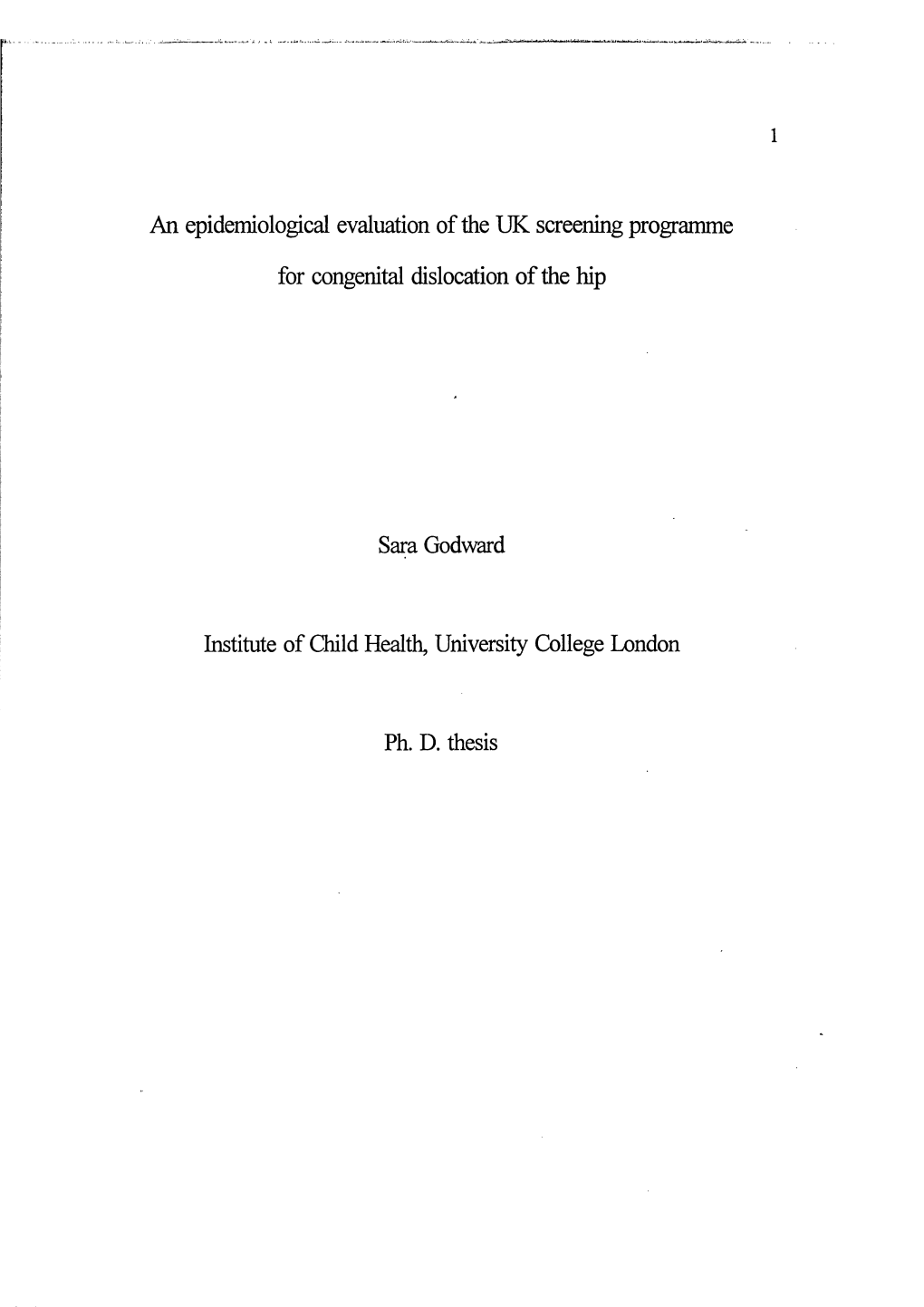 An Epidemiological Evaluation of the UK Screening Programme For