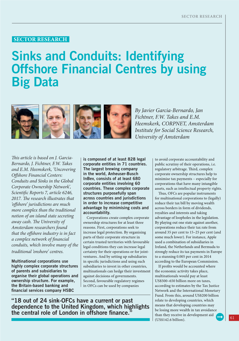 Sinks and Conduits: Identifying Offshore Financial Centres by Using Big Data