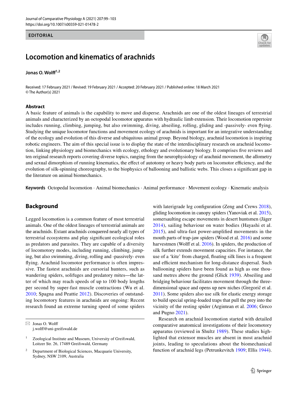 Locomotion and Kinematics of Arachnids