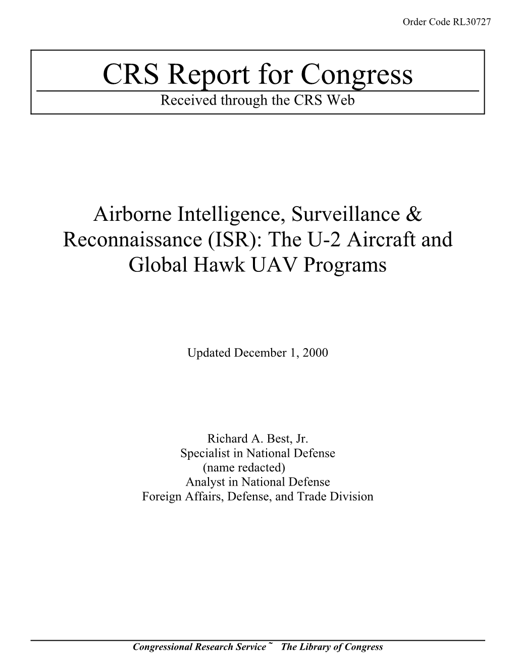 Airborne Intelligence, Surveillance, and Reconnaissance Capabilities