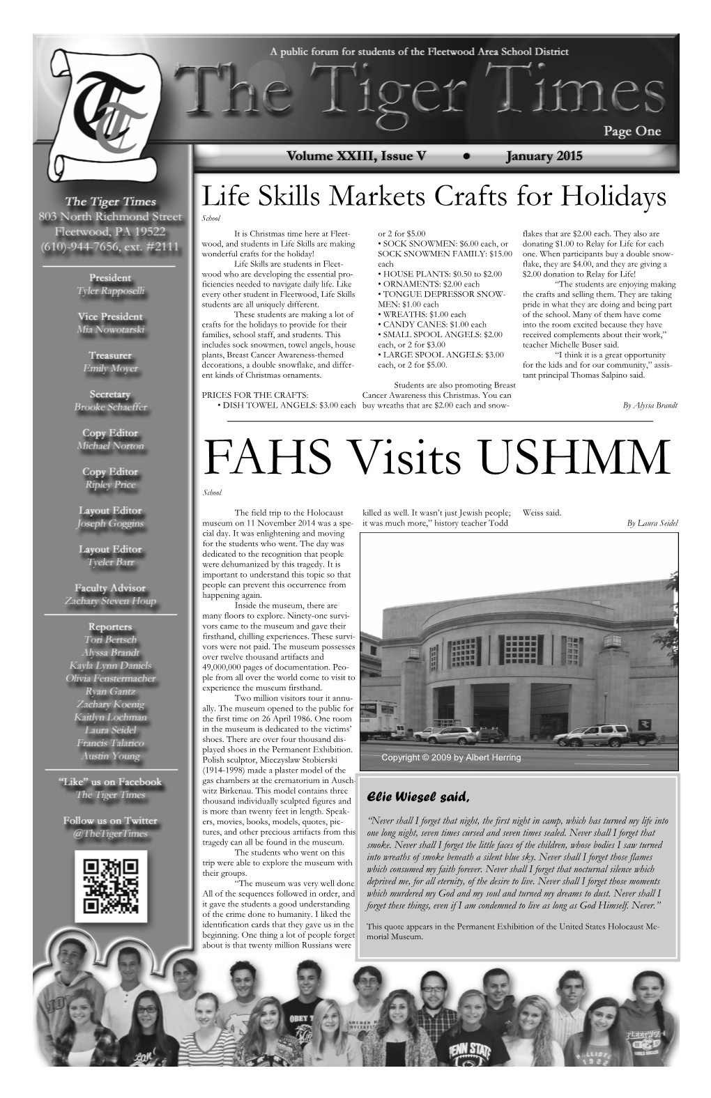 FAHS Visits USHMM School