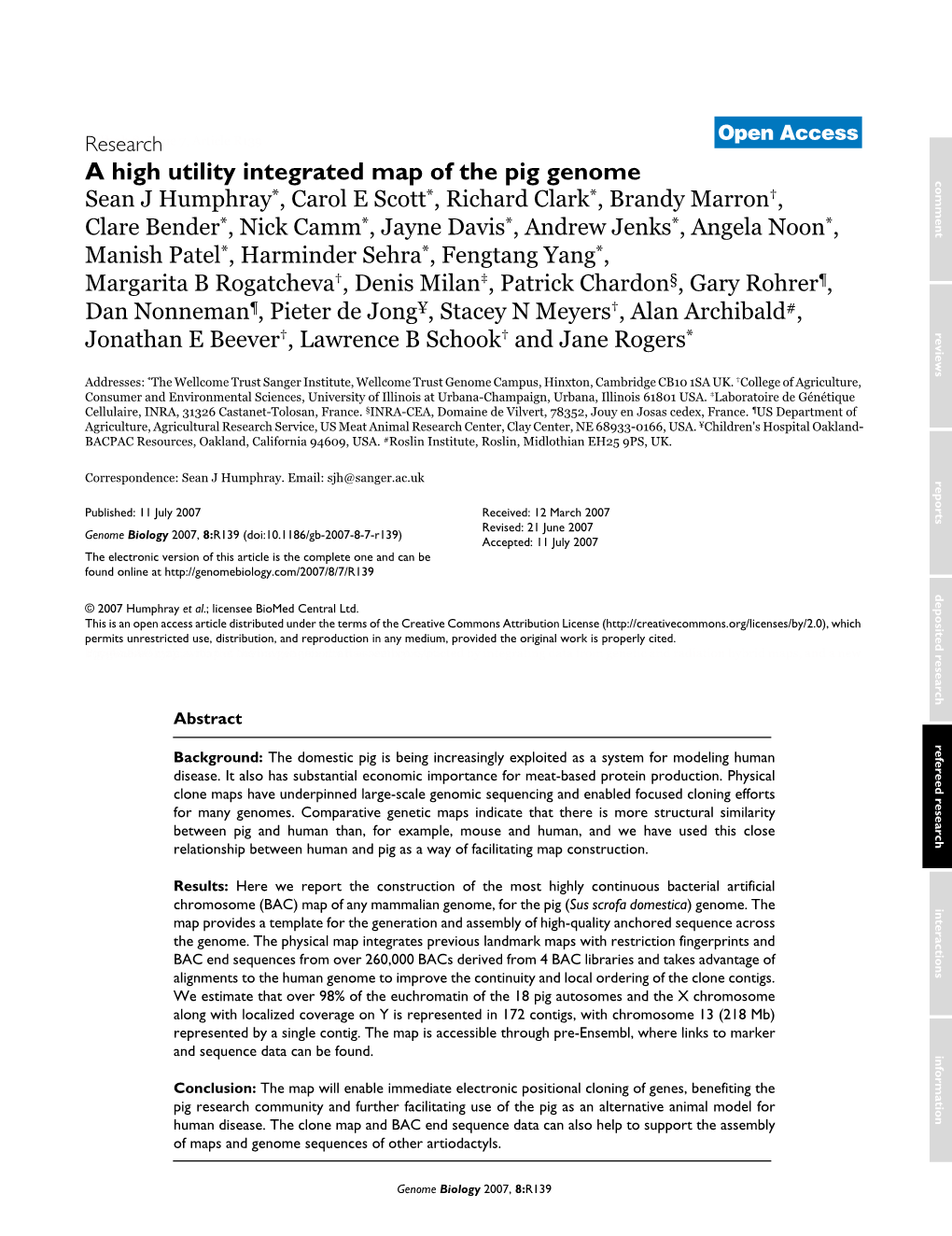 A High Utility Integrated Map of the Pig Genome