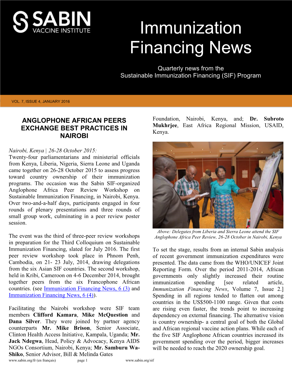 Immunization Financing News, 6 (3) and Immunization Financing News, Volume 7, Issue 2.] Immunization Financing News, 6 (4))