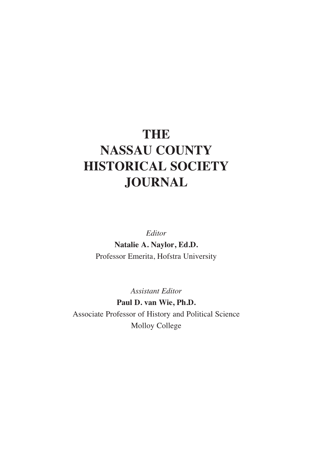 The Nassau County Historical Society Journal