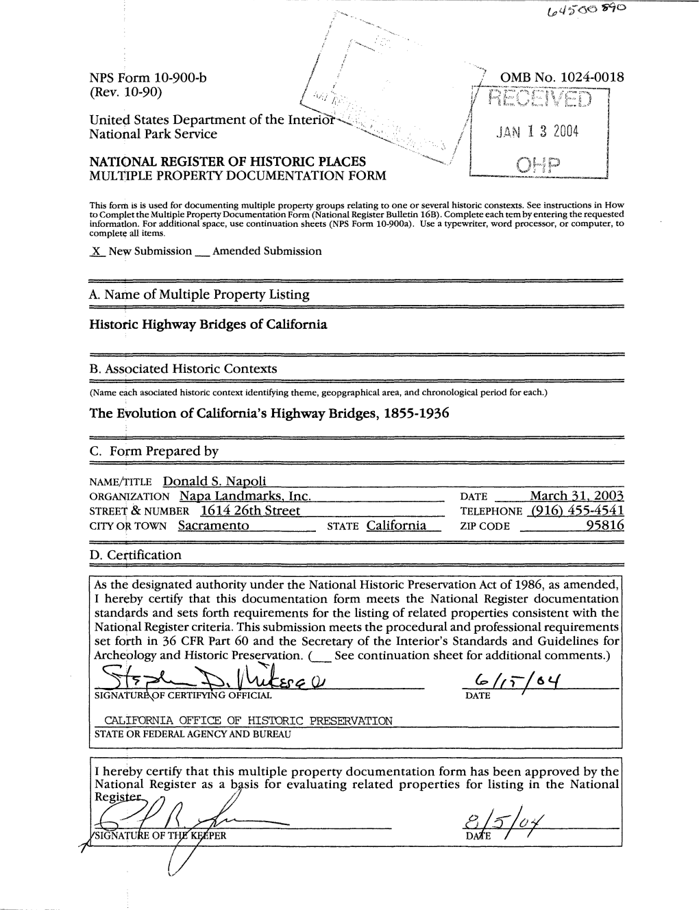 Historic Highway Bridges of California (National Multiple Property Documentation Form)