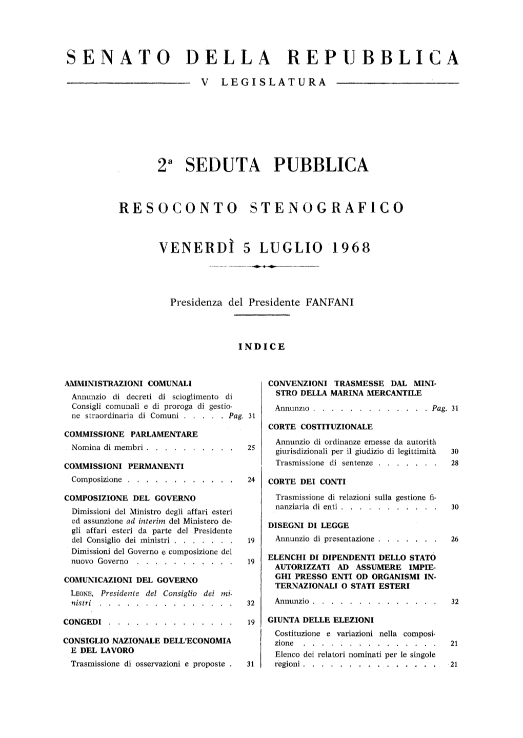 Senato Della Repijbblica V Legislatura