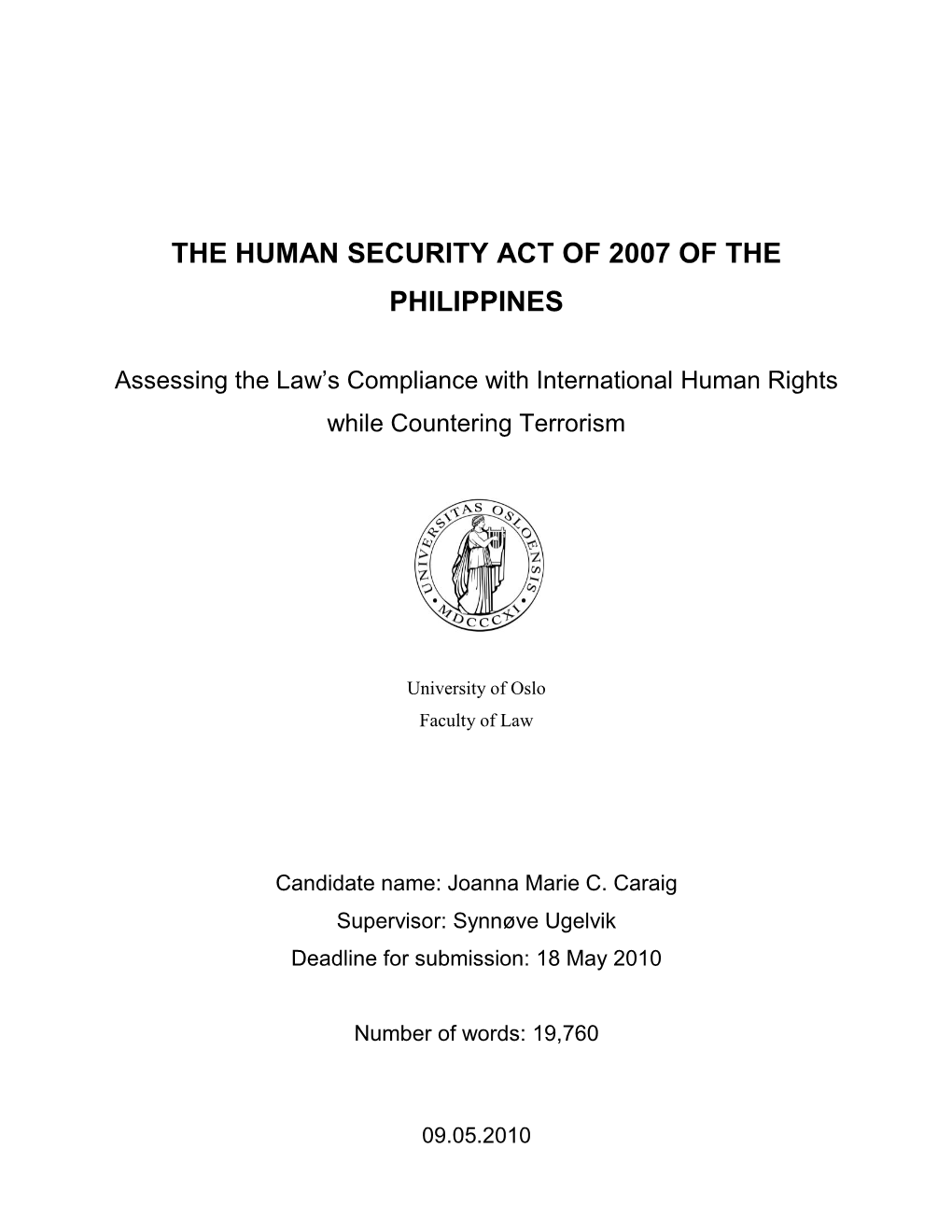 The Human Security Act of 2007 of the Philippines