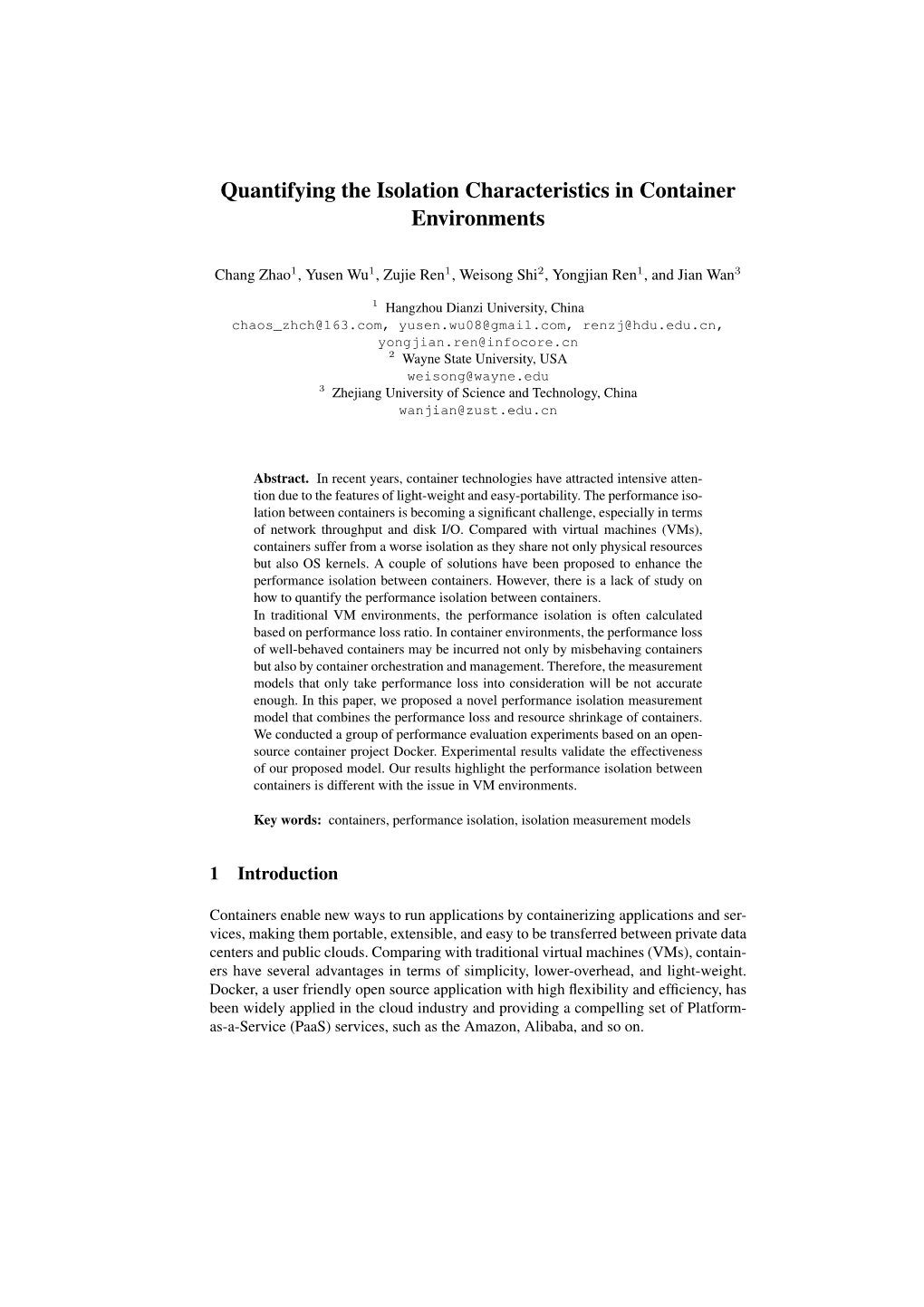 Quantifying the Isolation Characteristics in Container Environments