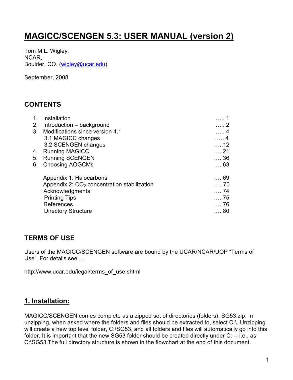 MAGICC/SCENGEN 5.3 User Manual