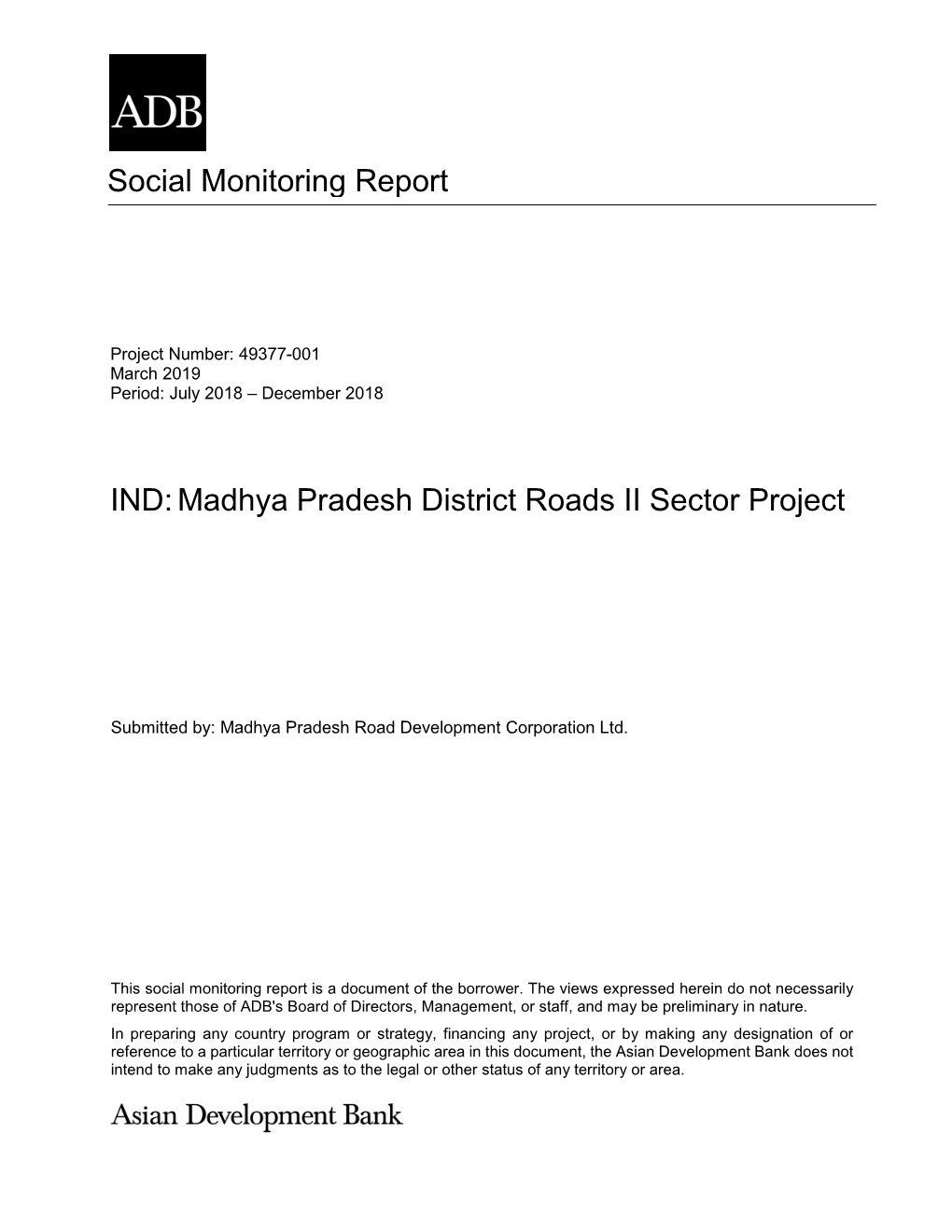 49377-001: Madhya Pradesh District Roads II Sector Project
