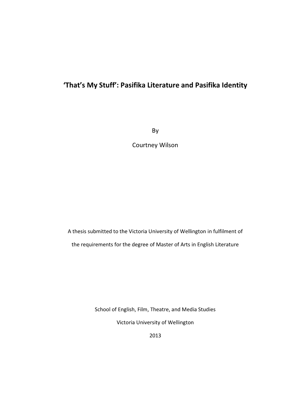 Pasifika Literature and Pasifika Identity