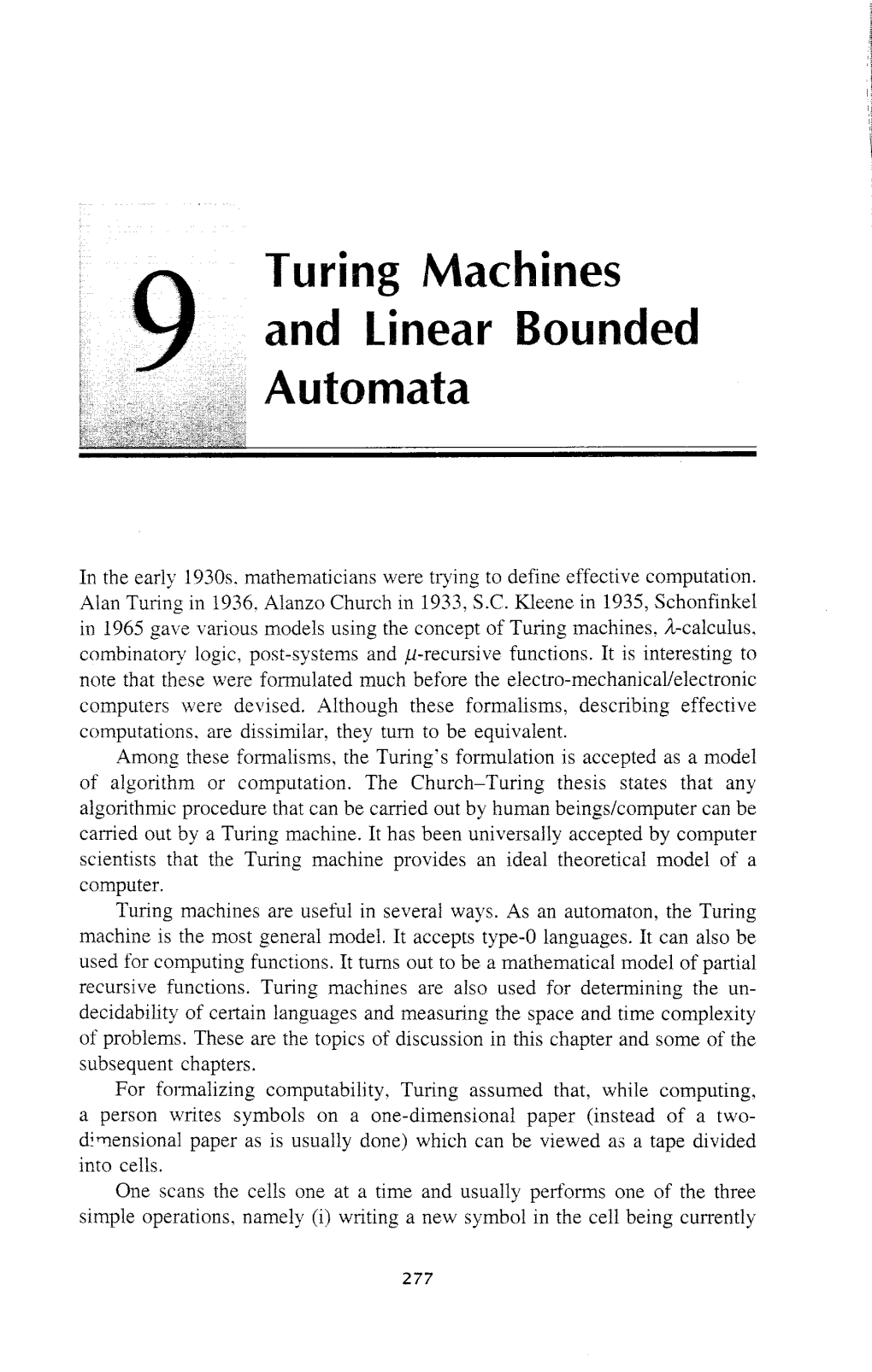 Turing Machines and Linear Bounded Automata