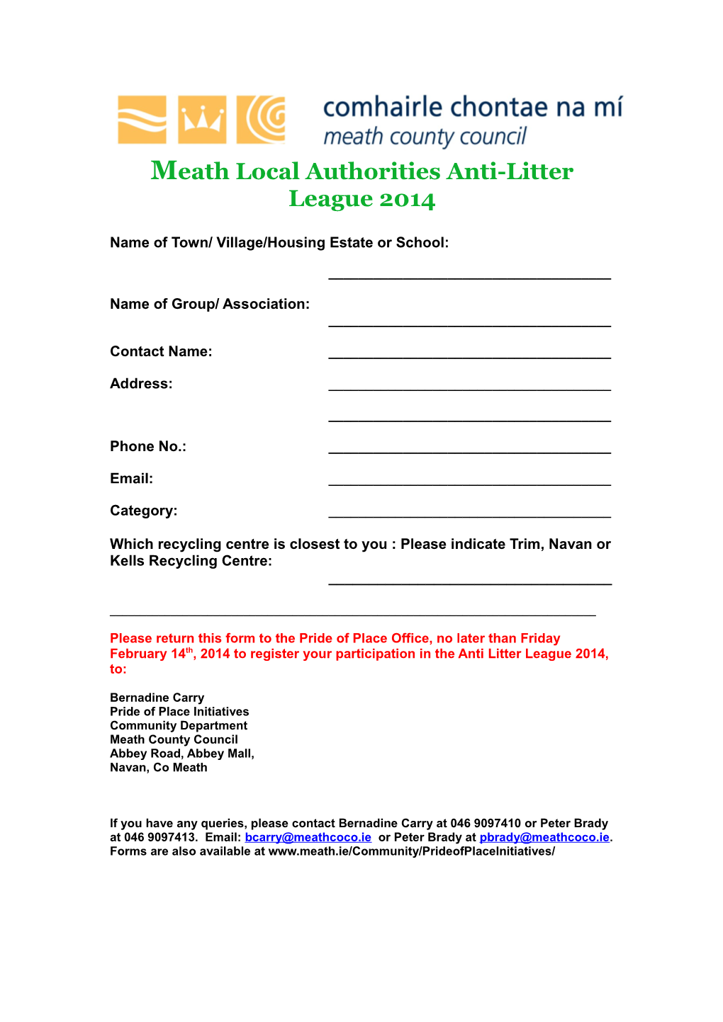 Meath Local Authorities Anti-Litter League 2014