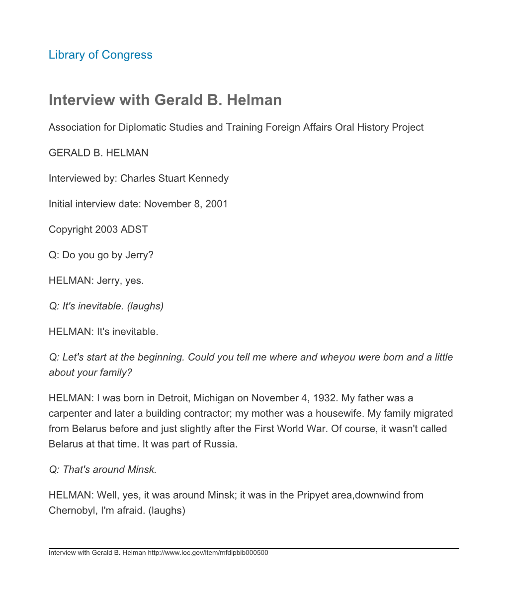 Interview with Gerald B. Helman