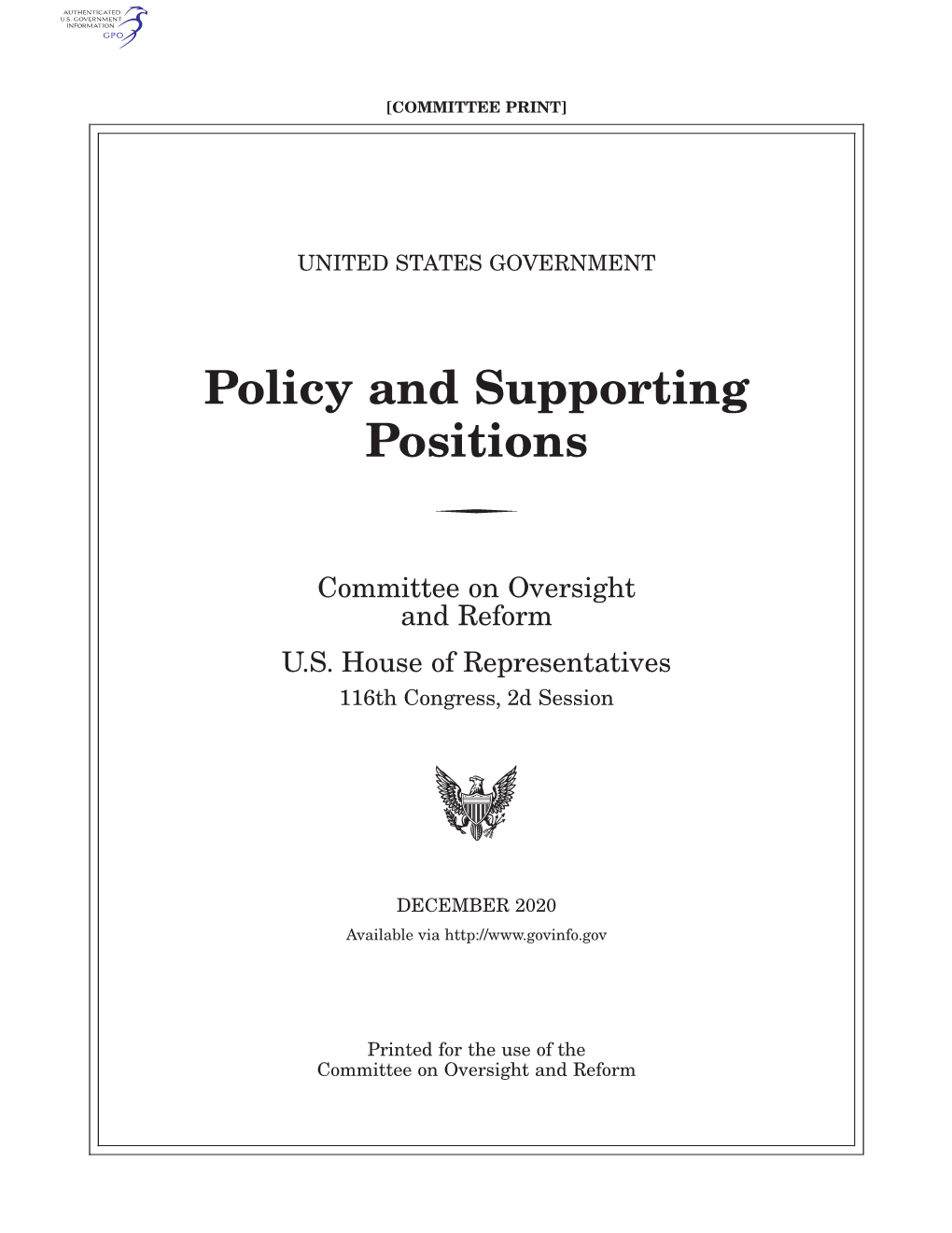 Policy and Supporting Positions