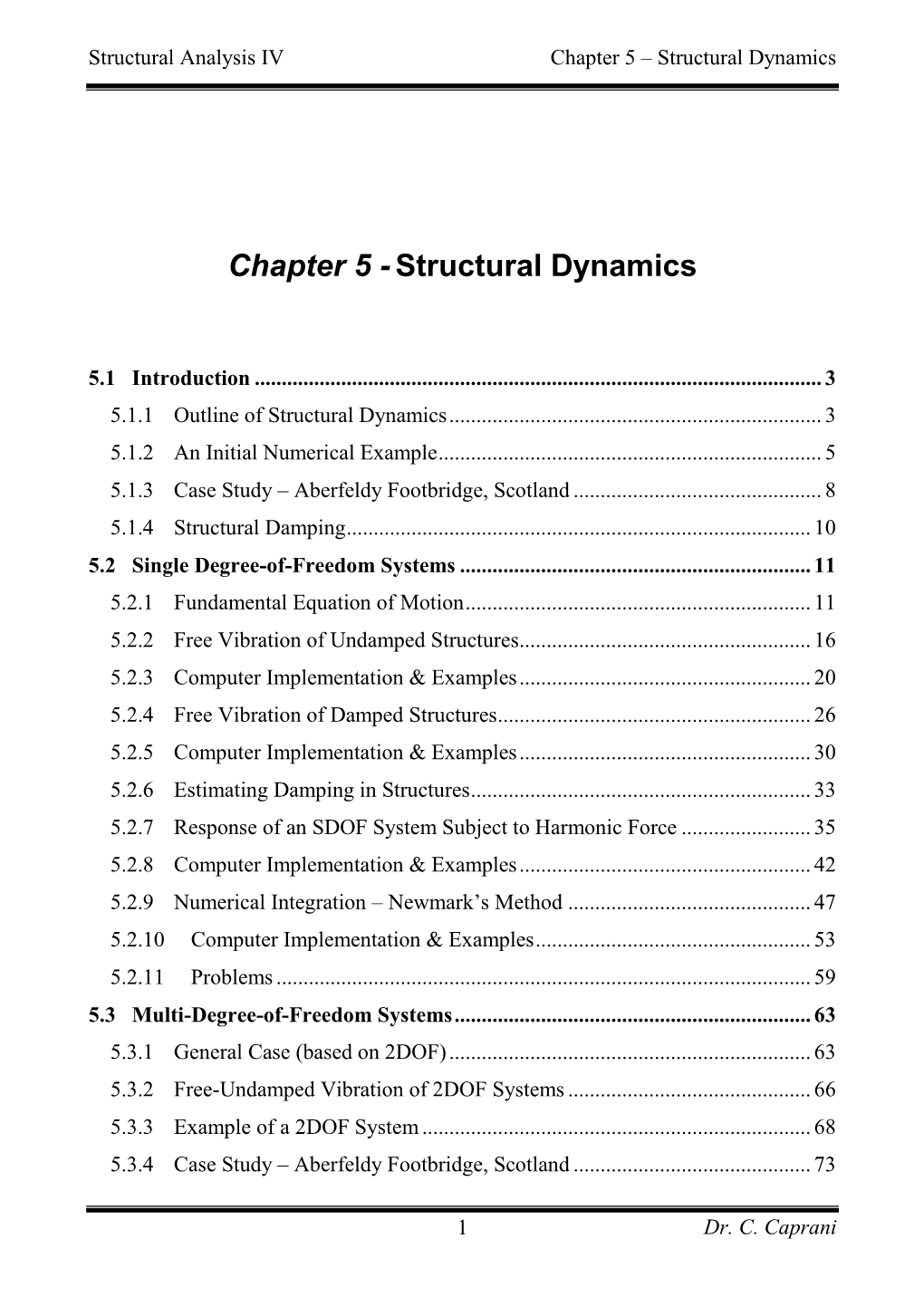 Chapter 5 – Structural Dynamics