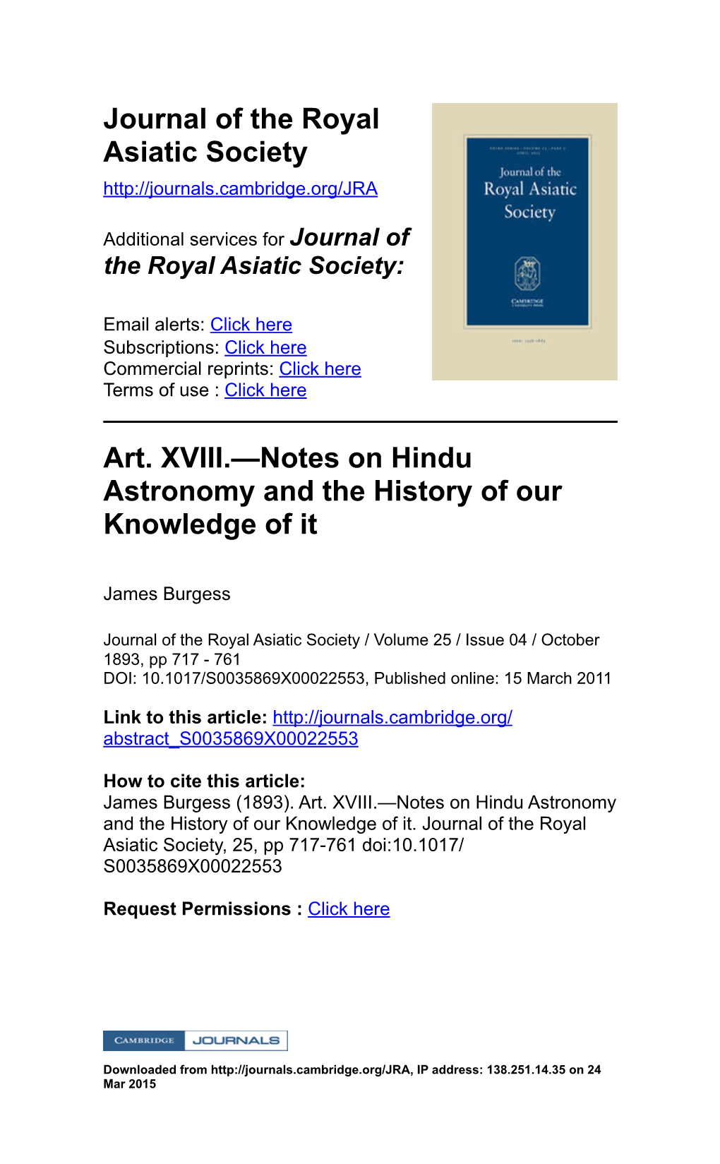 Art. XVIII.—Notes on Hindu Astronomy and the History of Our Knowledge of It