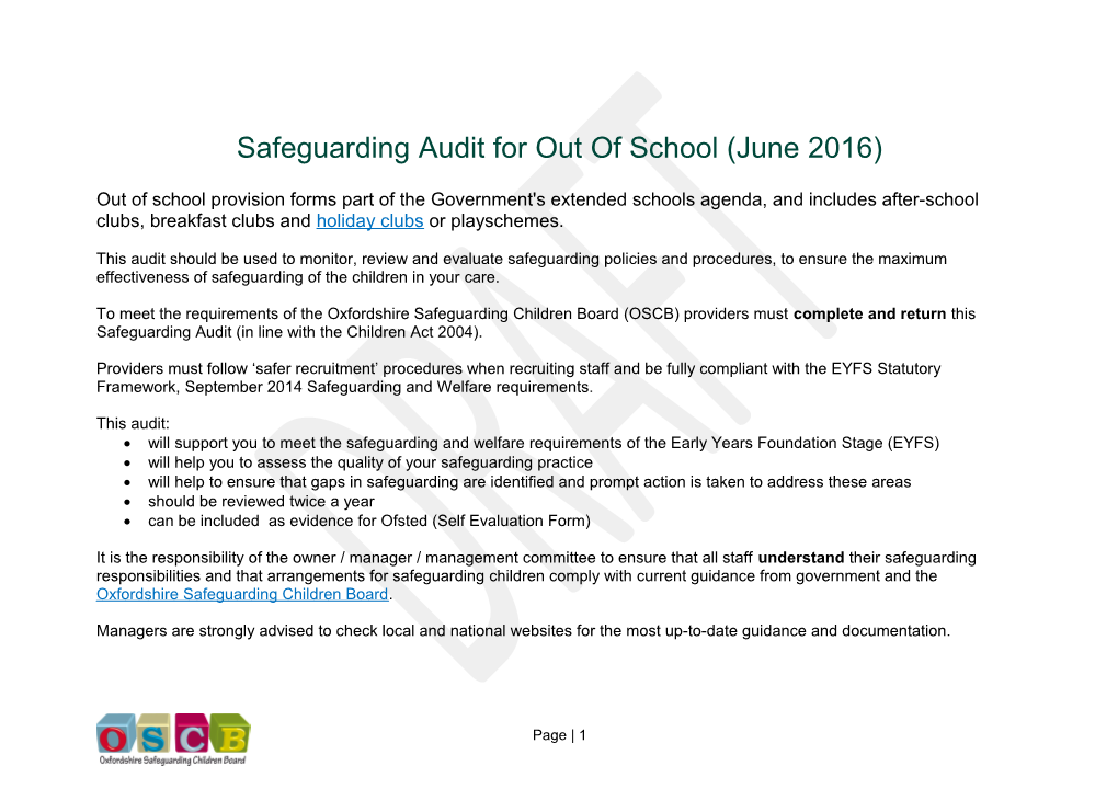 Safeguarding in Settings