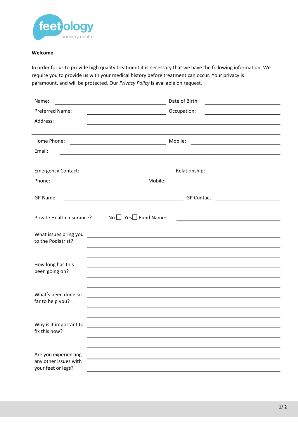 New Patient Form