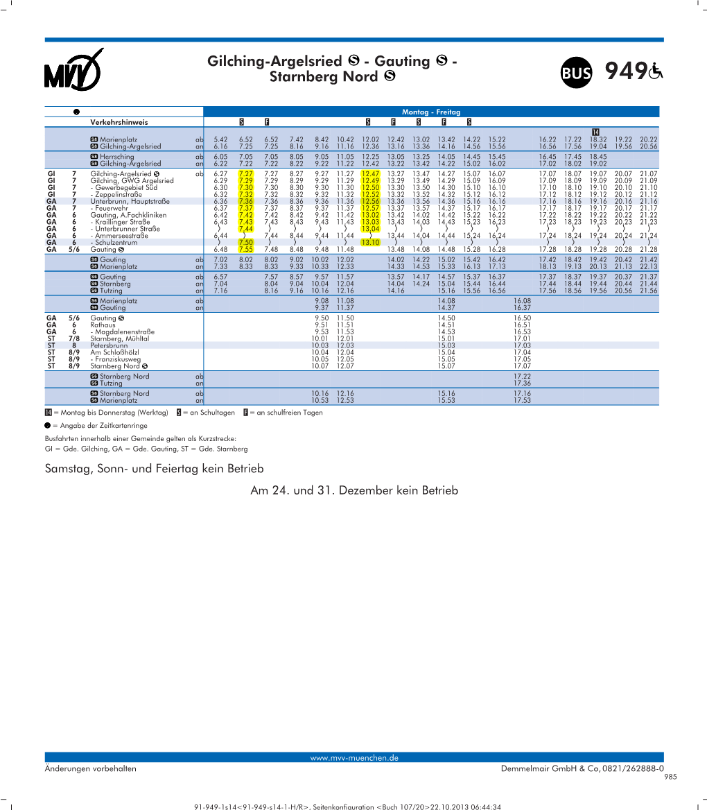 Gilching-Argelsried - Gauting - Starnberg Nord BUS 949