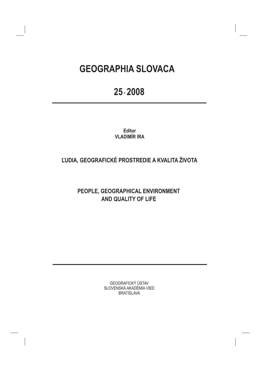 Geographia Slovaca 25 2008