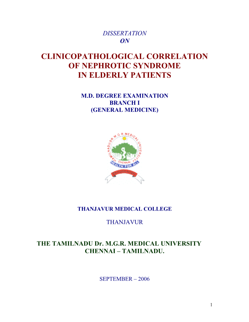 Nephrotic Syndrome in Elderly Patients