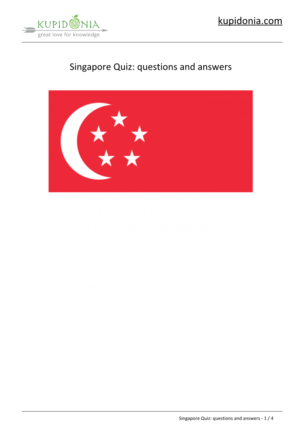 Singapore Quiz: Questions and Answers