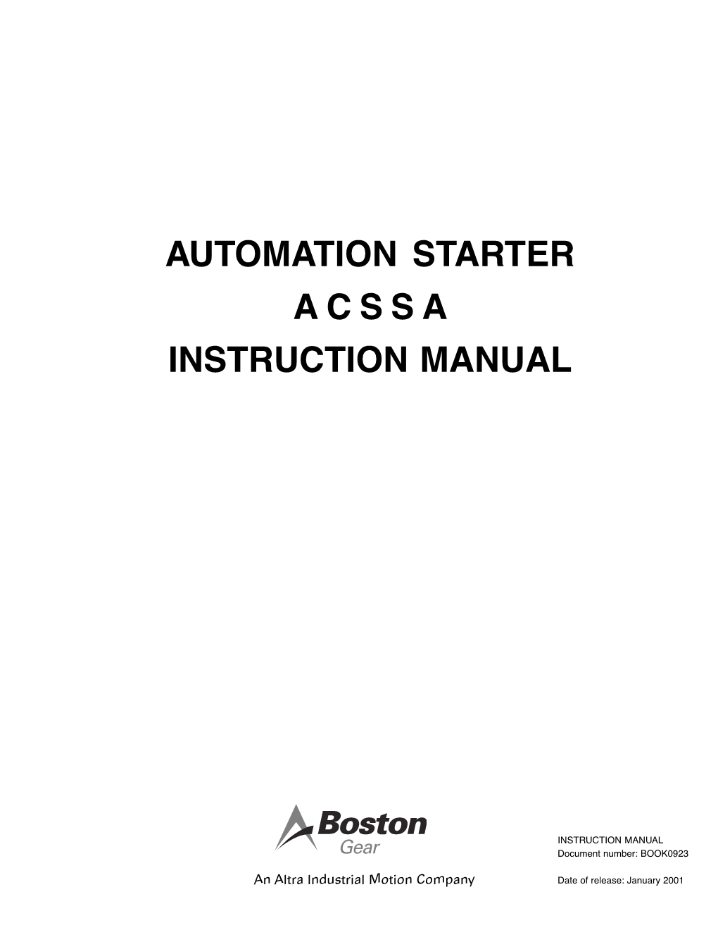 Automation Starter Acssa Instruction Manual
