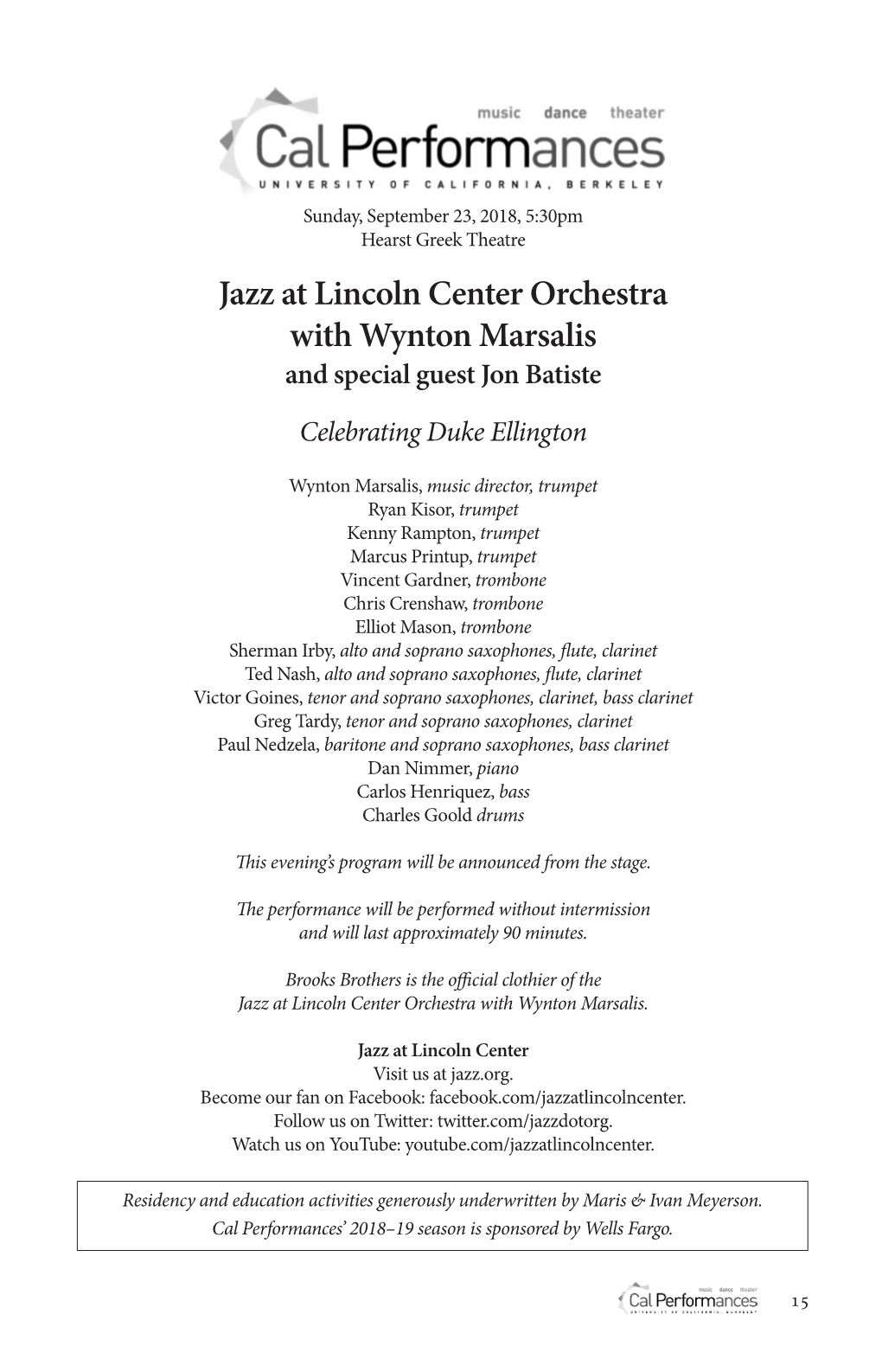 Jazz at Lincoln Center Orchestra with Wynton Marsalis and Special Guest Jon Batiste