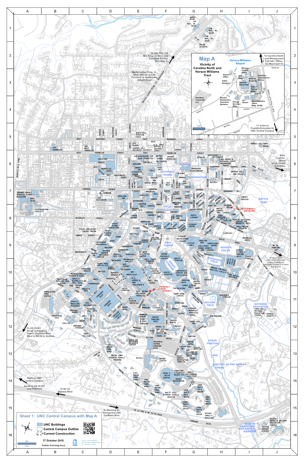 UNC Central Campus with Map a Fordham Blvd