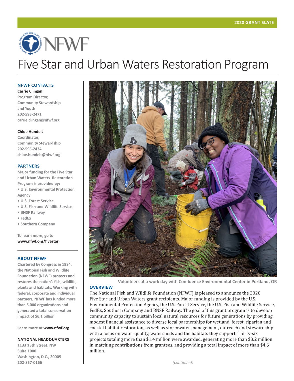Five Star and Urban Waters Restoration Program