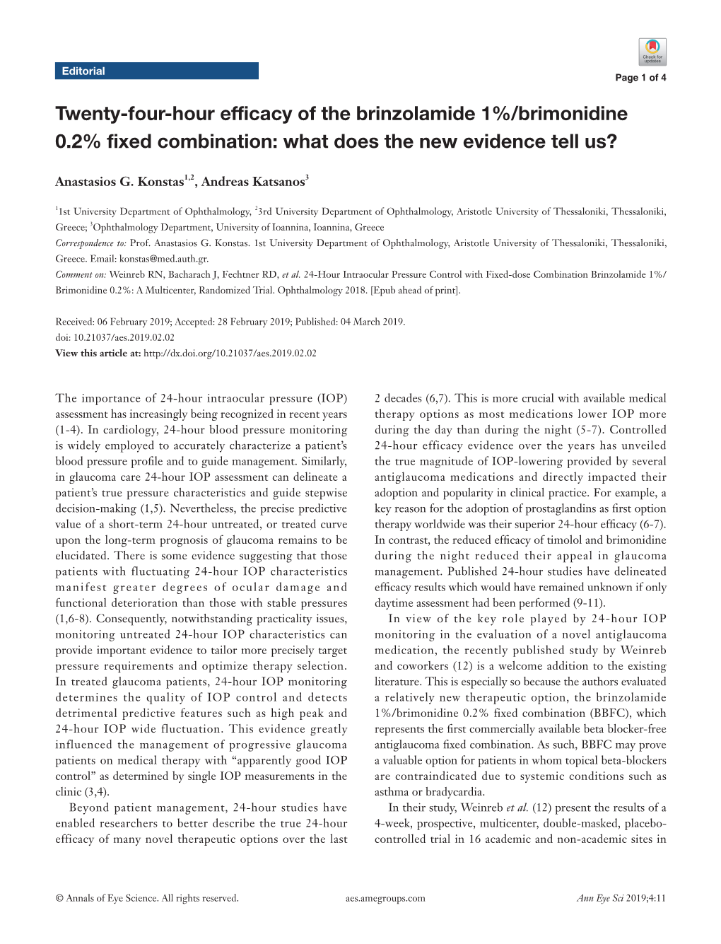 Twenty-Four-Hour Efficacy of the Brinzolamide 1%/Brimonidine 0.2% Fixed Combination: What Does the New Evidence Tell Us?