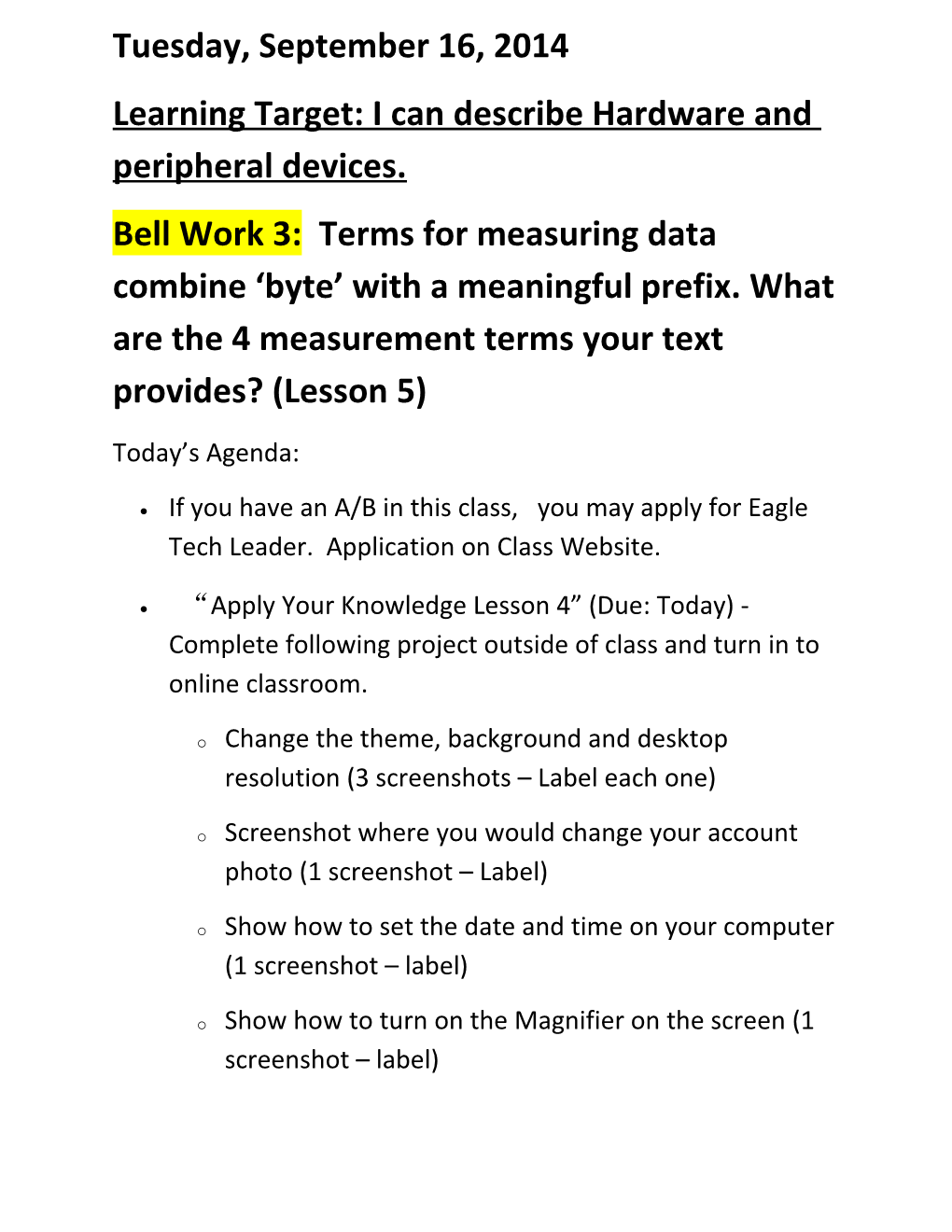 Learning Target: I Can Describe Hardware and Peripheral Devices