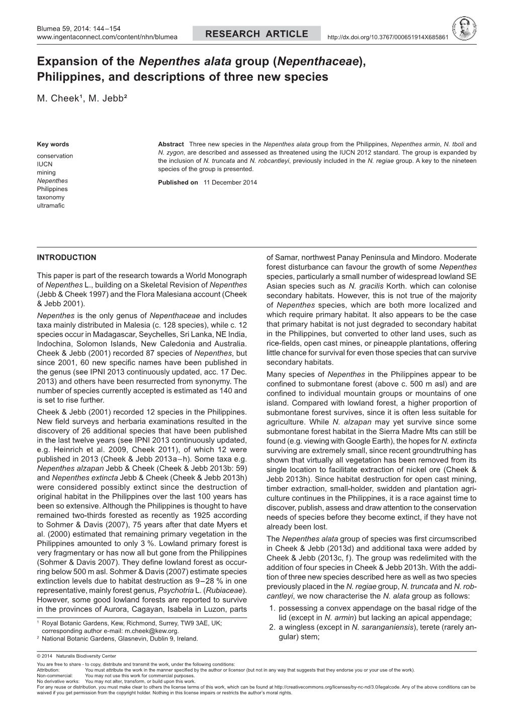 Expansion of the Nepenthes Alata Group (Nepenthaceae), Philippines, and Descriptions of Three New Species