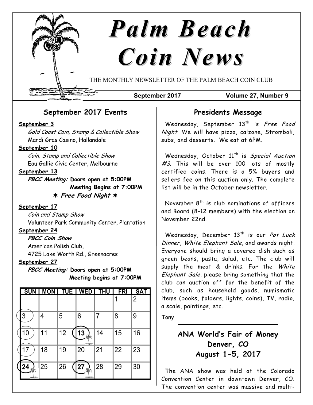 Palm Beach Coin News