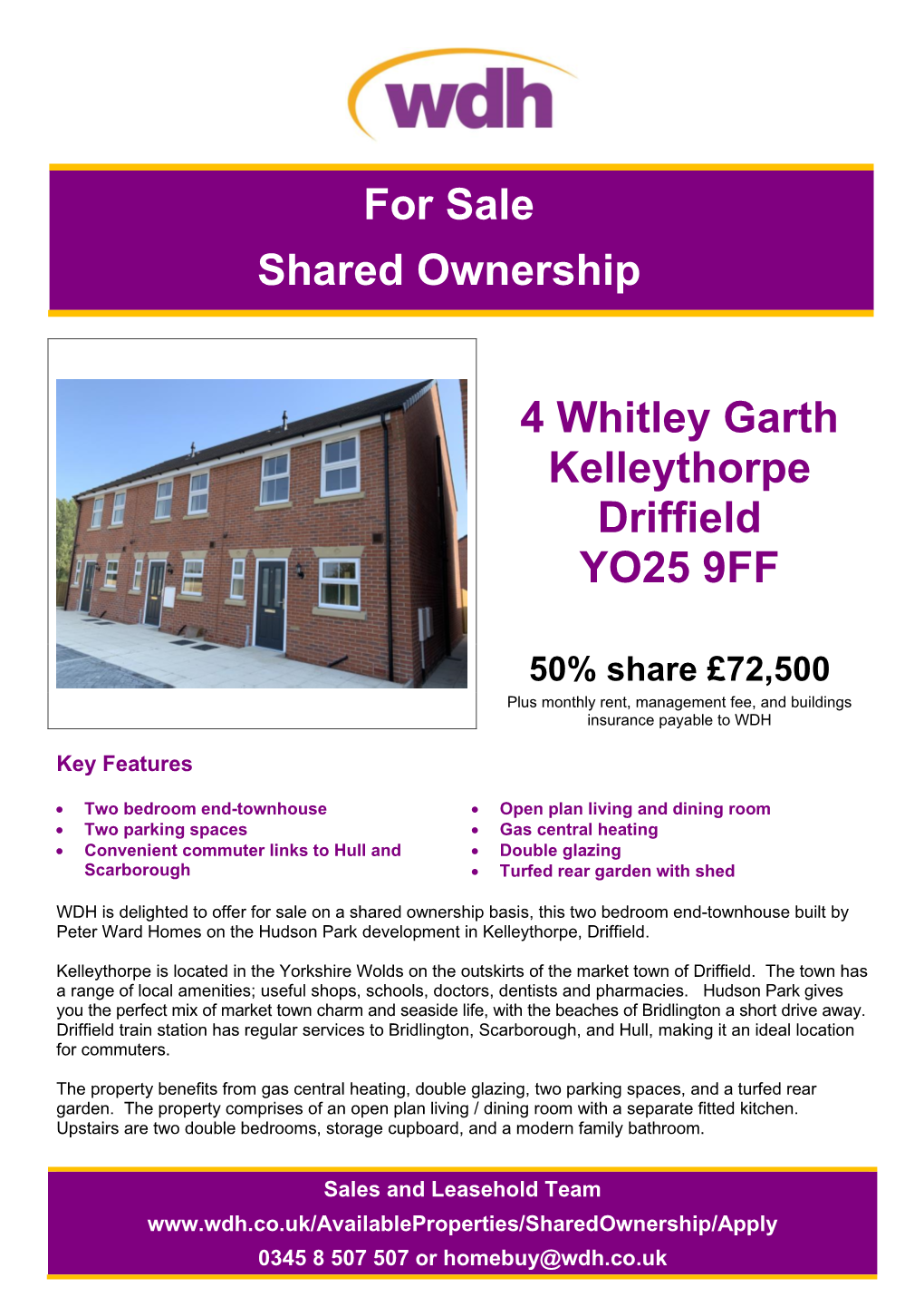 For Sale Shared Ownership 4 Whitley Garth Kelleythorpe Driffield YO25