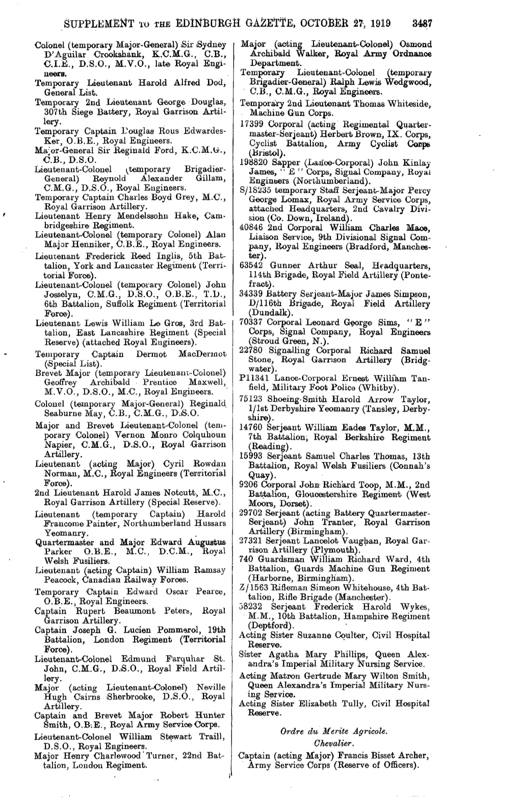 Supplement to the Edinburgh Gazette, October 27S 1919 3487