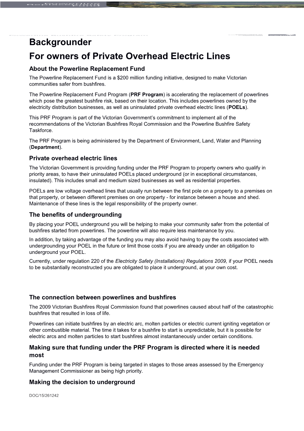 POEL - Backgrounder for POEL Owners - Stages 9-11