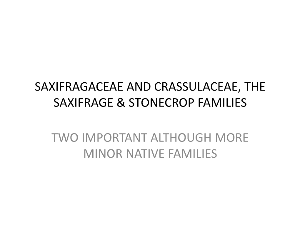 Saxifragaceae and Crassulaceae, the Saxifrage & Stonecrop Families