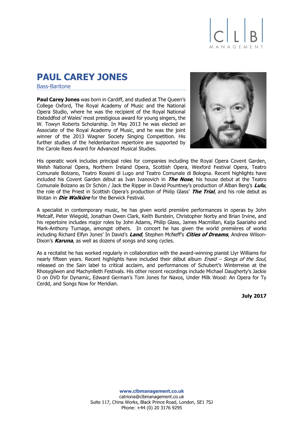 PAUL CAREY JONES Bass-Baritone