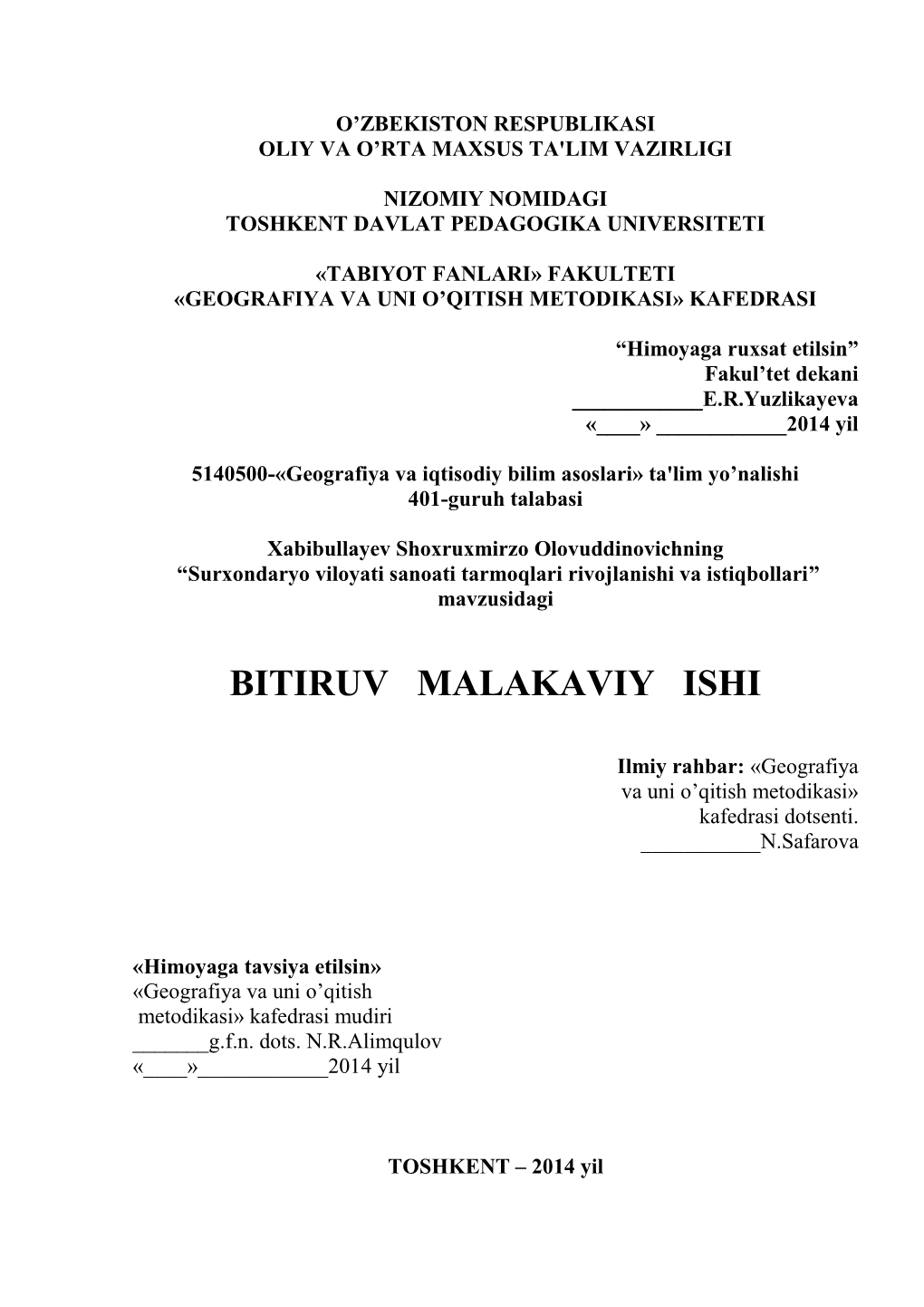 Bitiruv Malakaviy Ishi