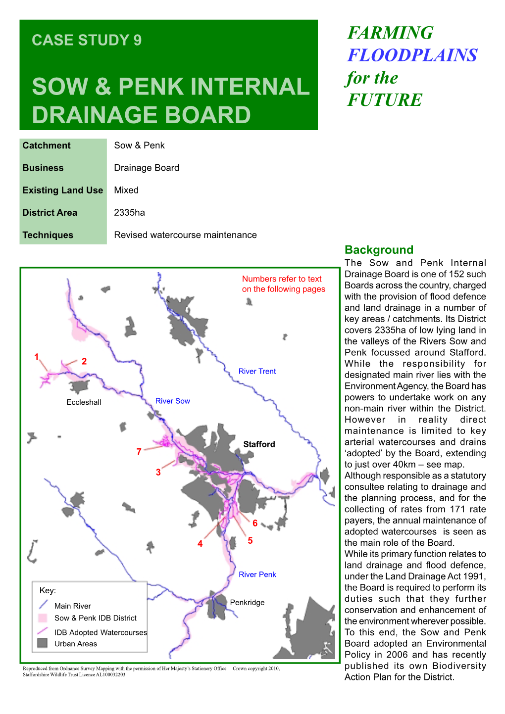 CASE STUDY 9 FARMING FLOODPLAINS SOW & PENK INTERNAL for the FUTURE DRAINAGE BOARD