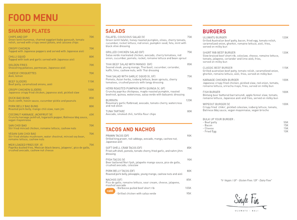 Food Menu (38Cmx28.2Cm)