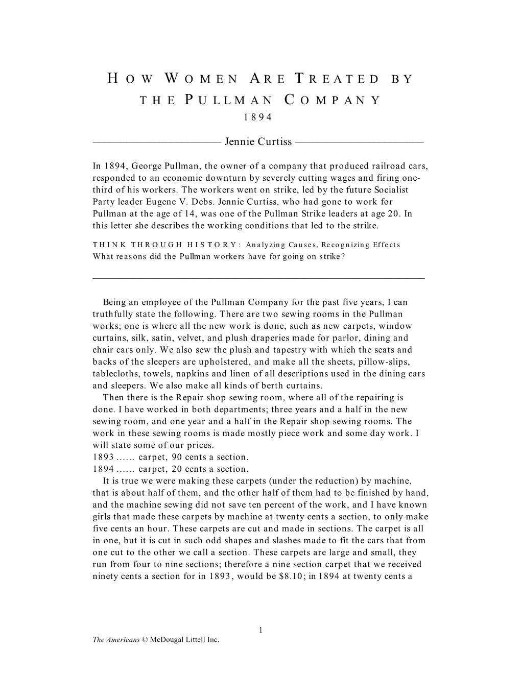 How Women Are Treated by the Pullman Company, 1894