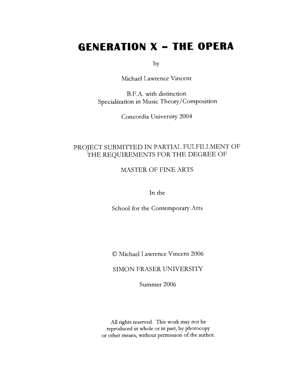 Generation X - the Opera