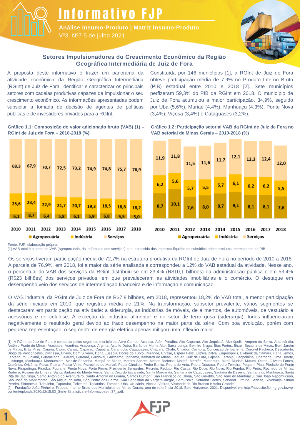 Informativo FJP: Análise Insumo-Produto