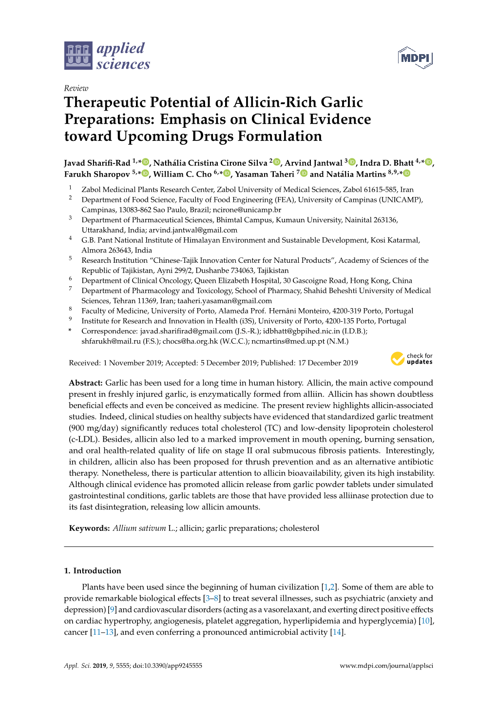 Therapeutic Potential of Allicin-Rich Garlic Preparations: Emphasis on Clinical Evidence Toward Upcoming Drugs Formulation