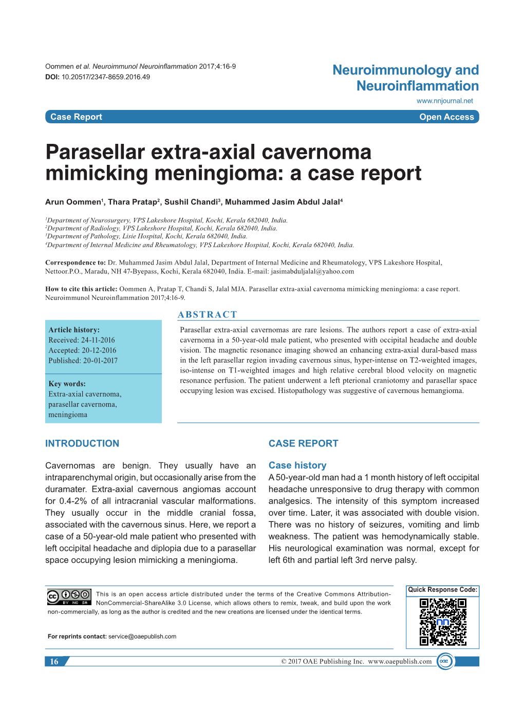 Parasellar Extra-Axial Cavernoma Mimicking Meningioma: a Case Report