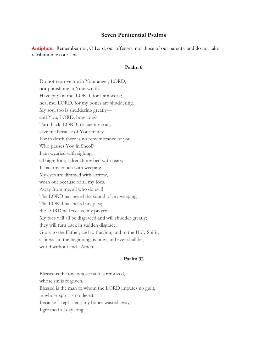 Seven Penitential Psalms